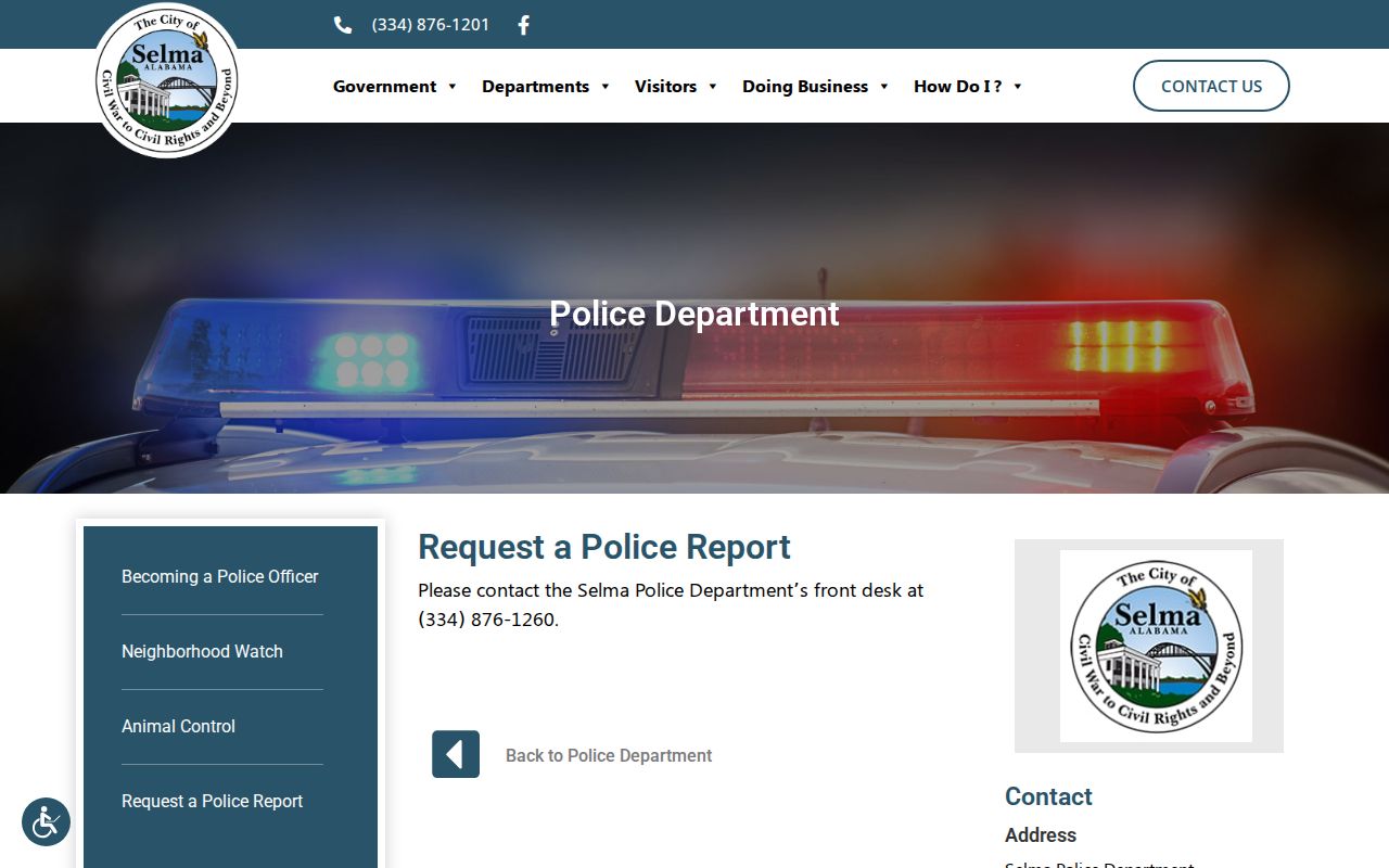 Dallas County arrest history Selma Police report request channel