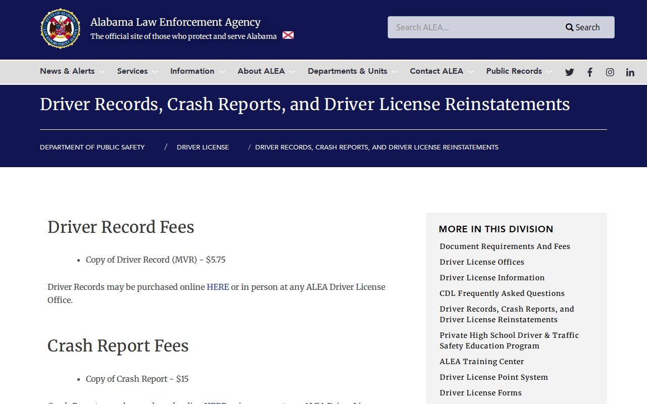 Dallas County arrest history ALEA crash report ordering route