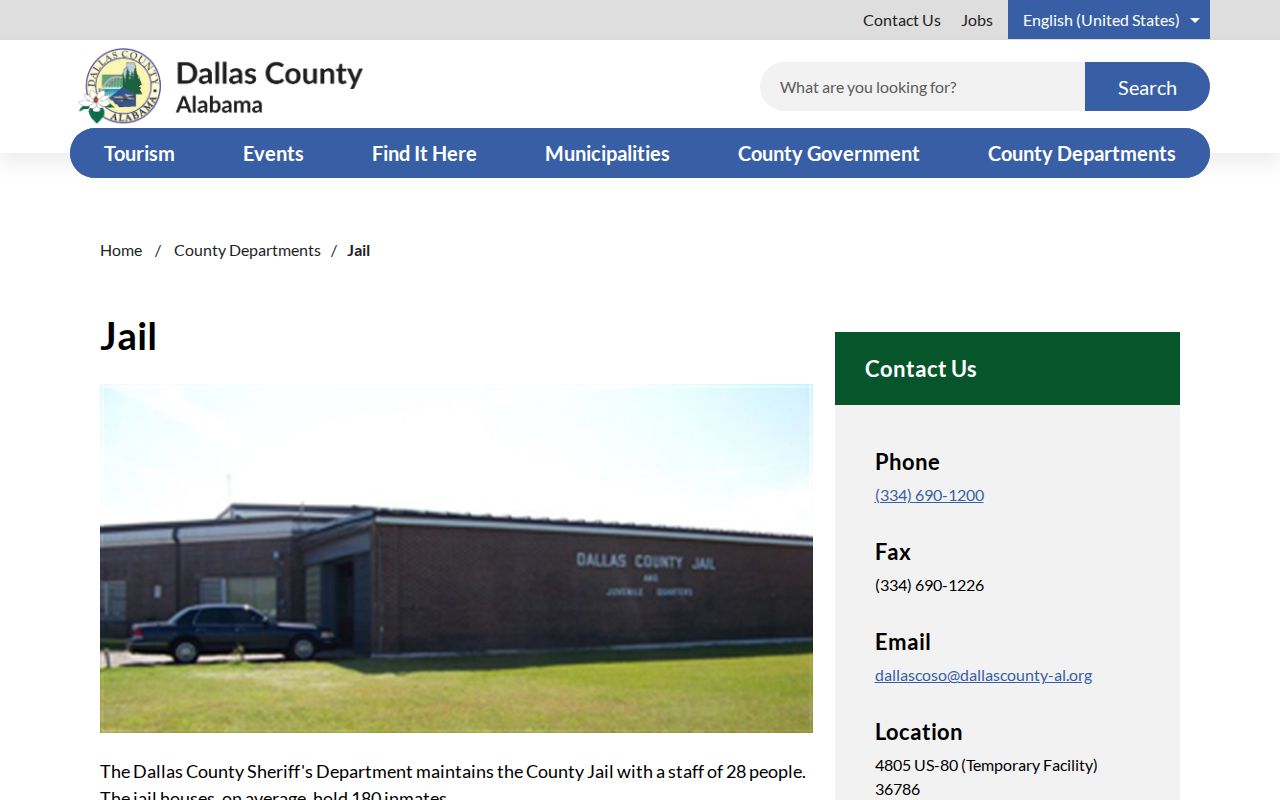Dallas County arrest history official jail contact page