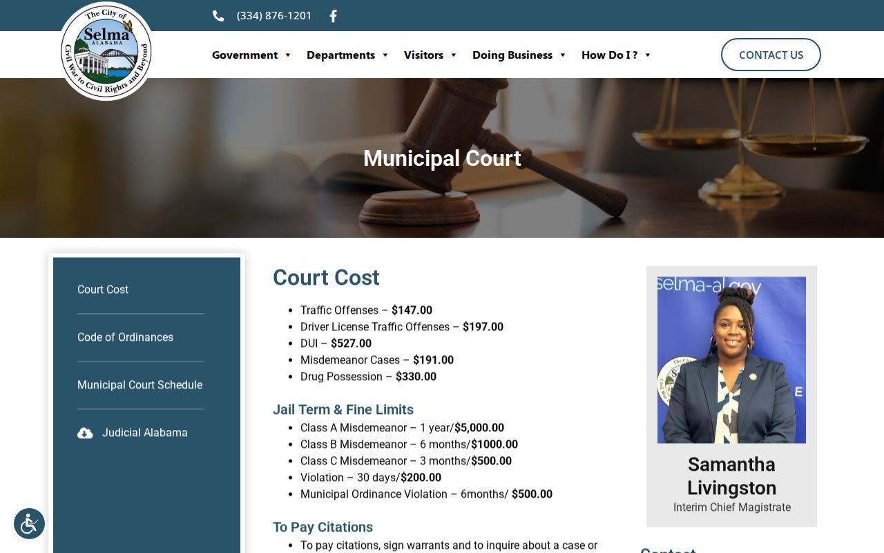 Selma municipal criminal records court cost source
