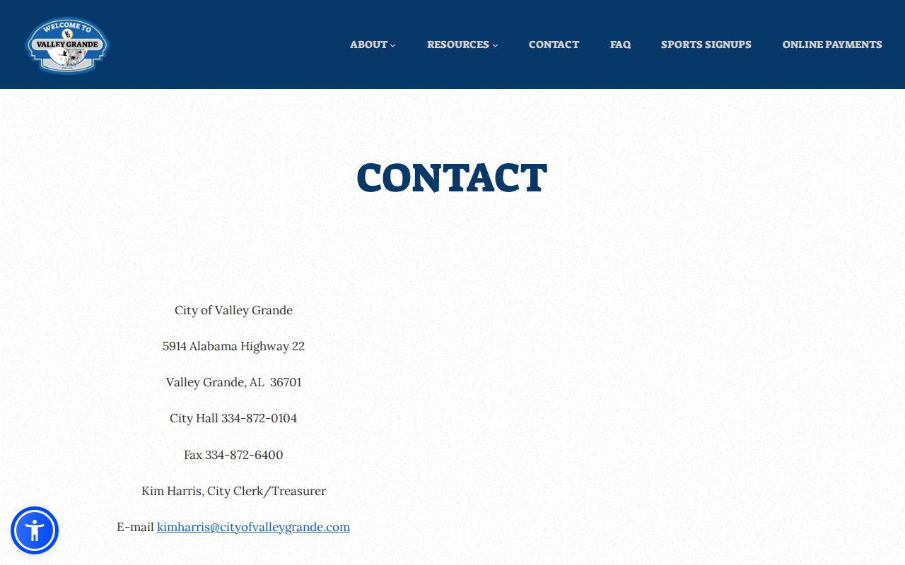 Valley Grande criminal records contact at City Hall